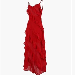 Ladder ruffle zippered long dress